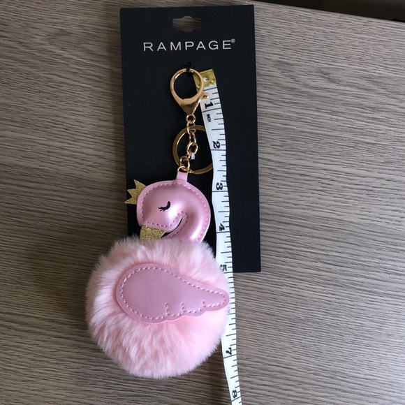 Rampage. Rabbit Fur Swan Pompons Keychain. - Picture 5 of 5